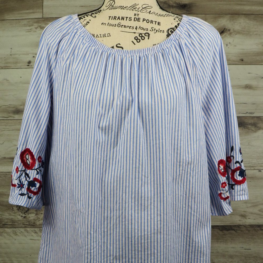 Como Vintage* Women's Short Sleeve Pullover Elastic Boat Neck Blouse Size~ Large